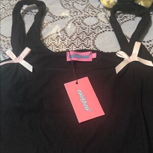 Edikted Black Top with Pink Accents